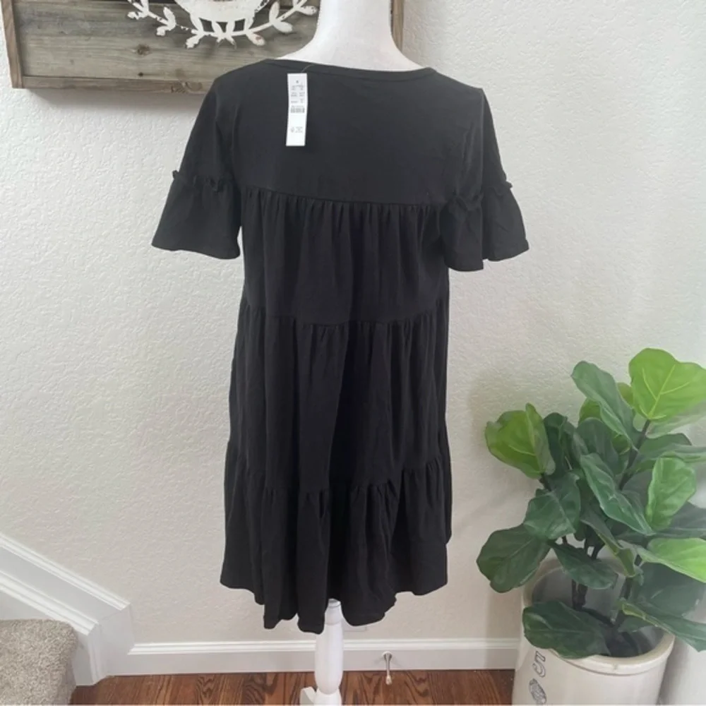 J. Crew‎ broken in tiered mini black cotton dress size M NWT
